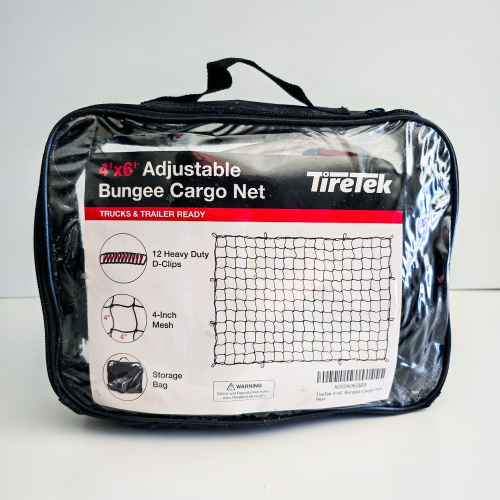 Tiretek Adjustable Bungee Cargo Net Mesh 4x6 ft stretches to 8x12 Truck trailer